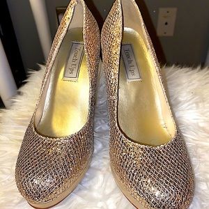 Gold glitter high heels